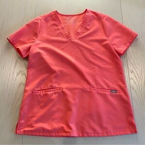 FIGS Casma Scrub Top FW1100 (Hot Coral #1758) - Size Medium